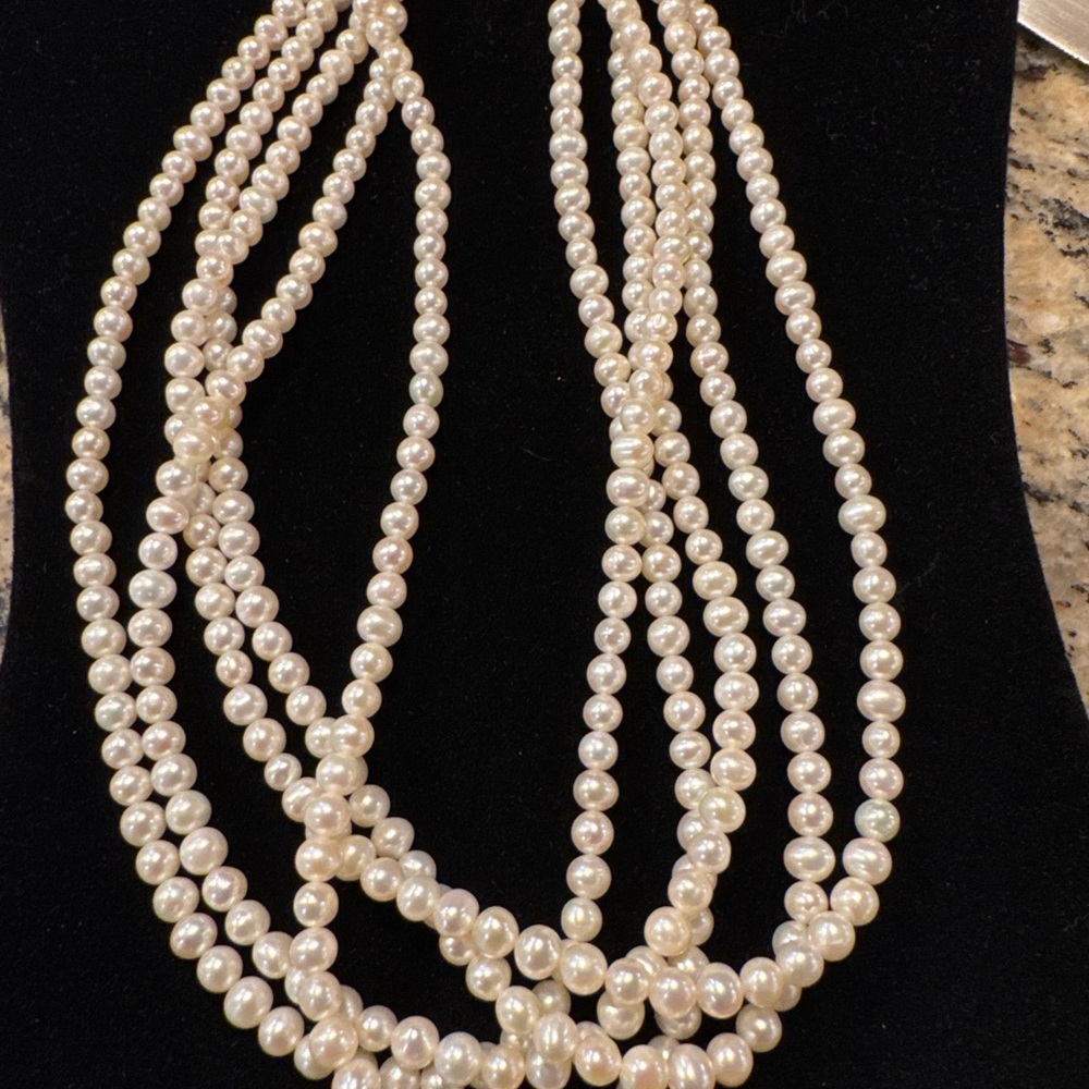 Vintage 14k clasp multi strand pearl necklace